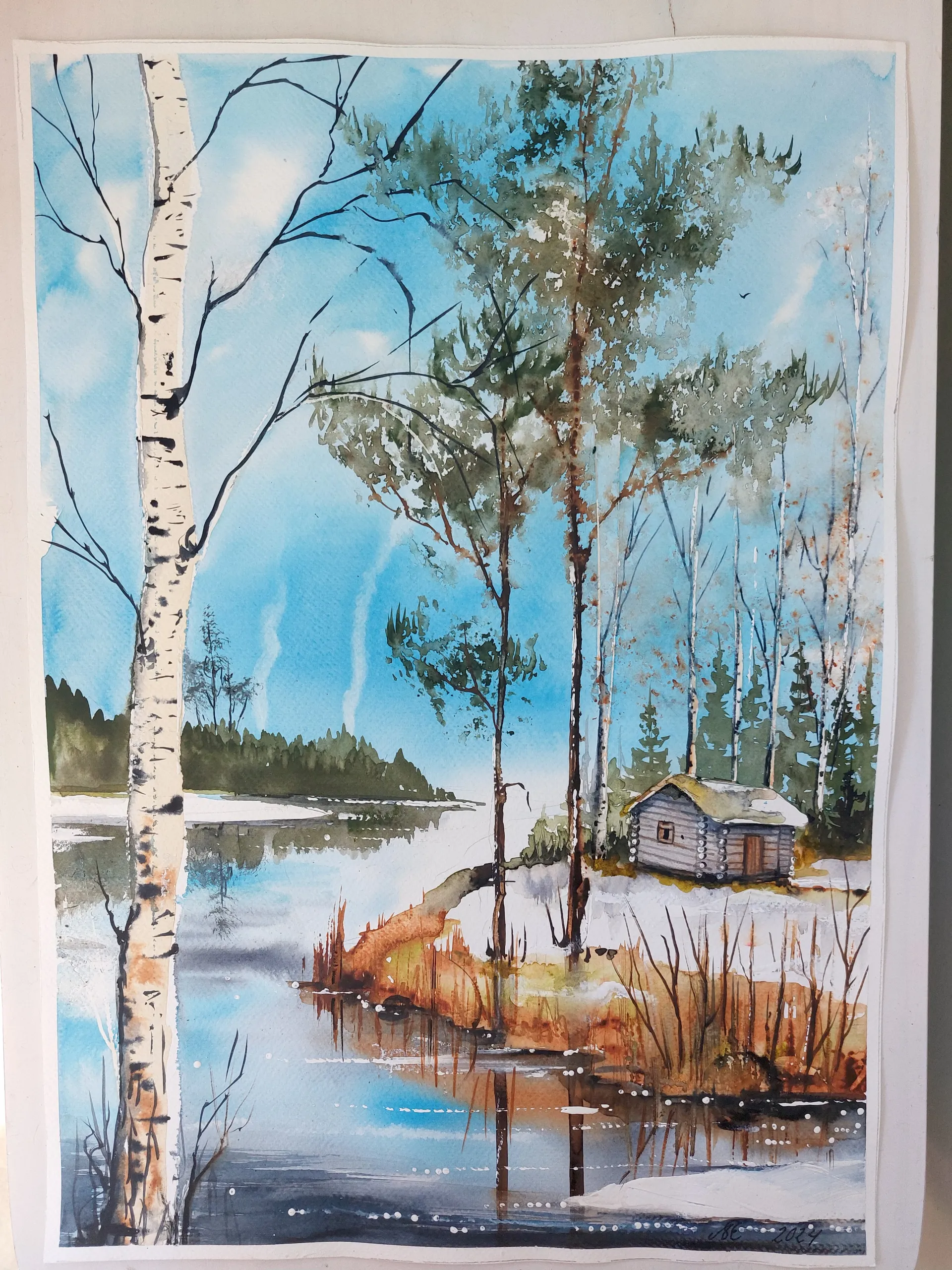 Var vinter akvarell 1